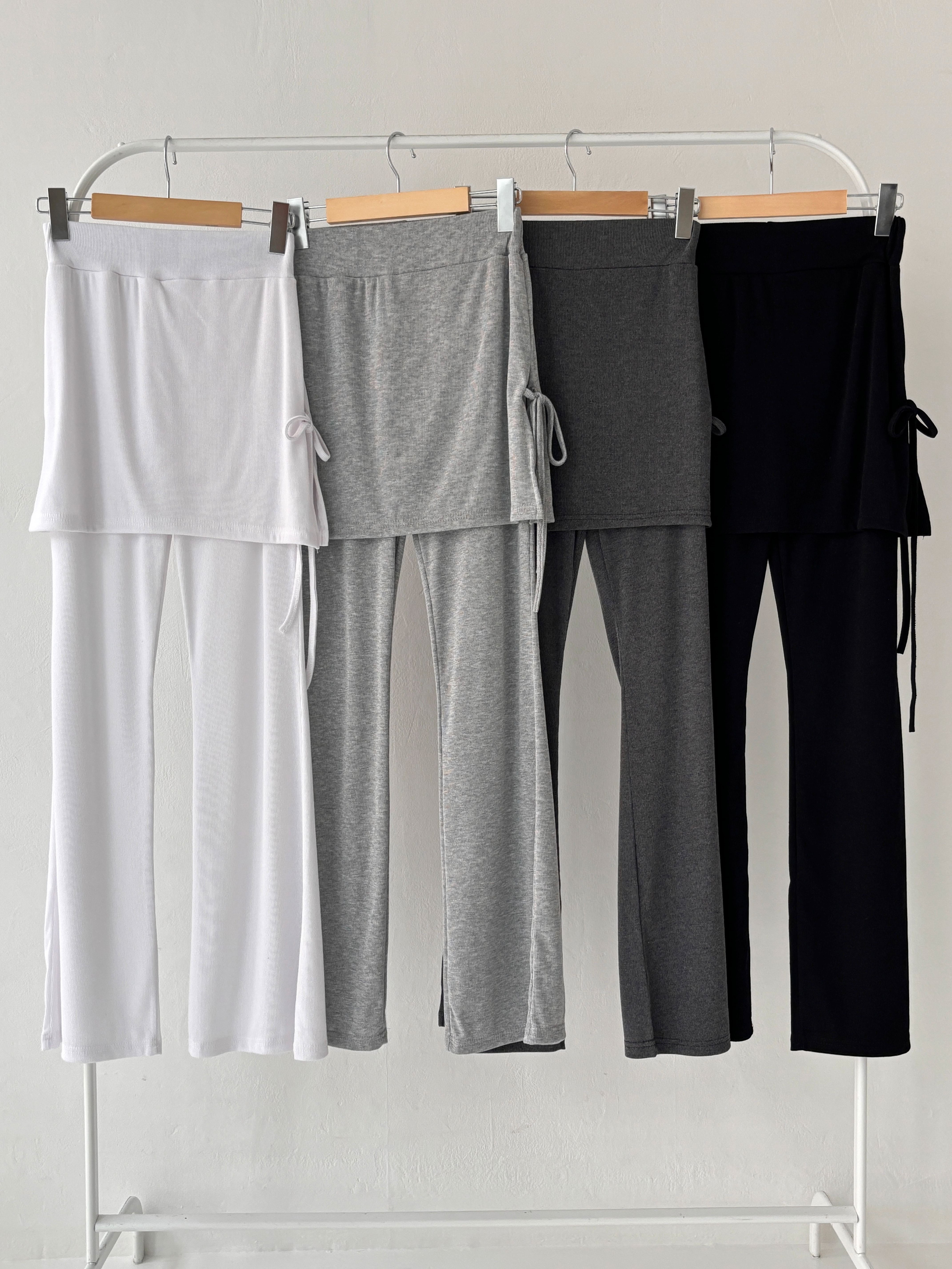 サイドリボンスカートフレアリブパンツ | 詳細画像2