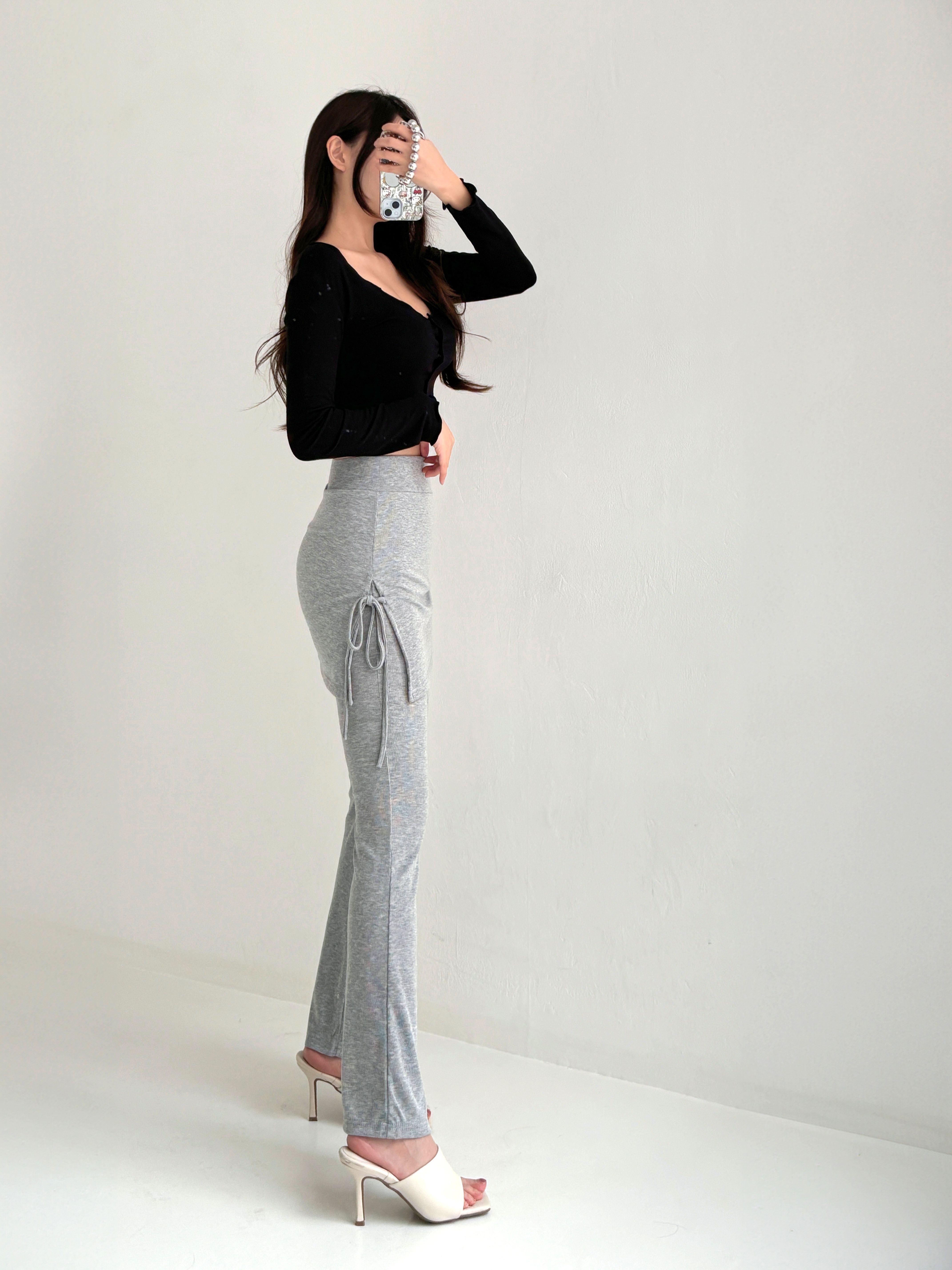 サイドリボンスカートフレアリブパンツ | 詳細画像14