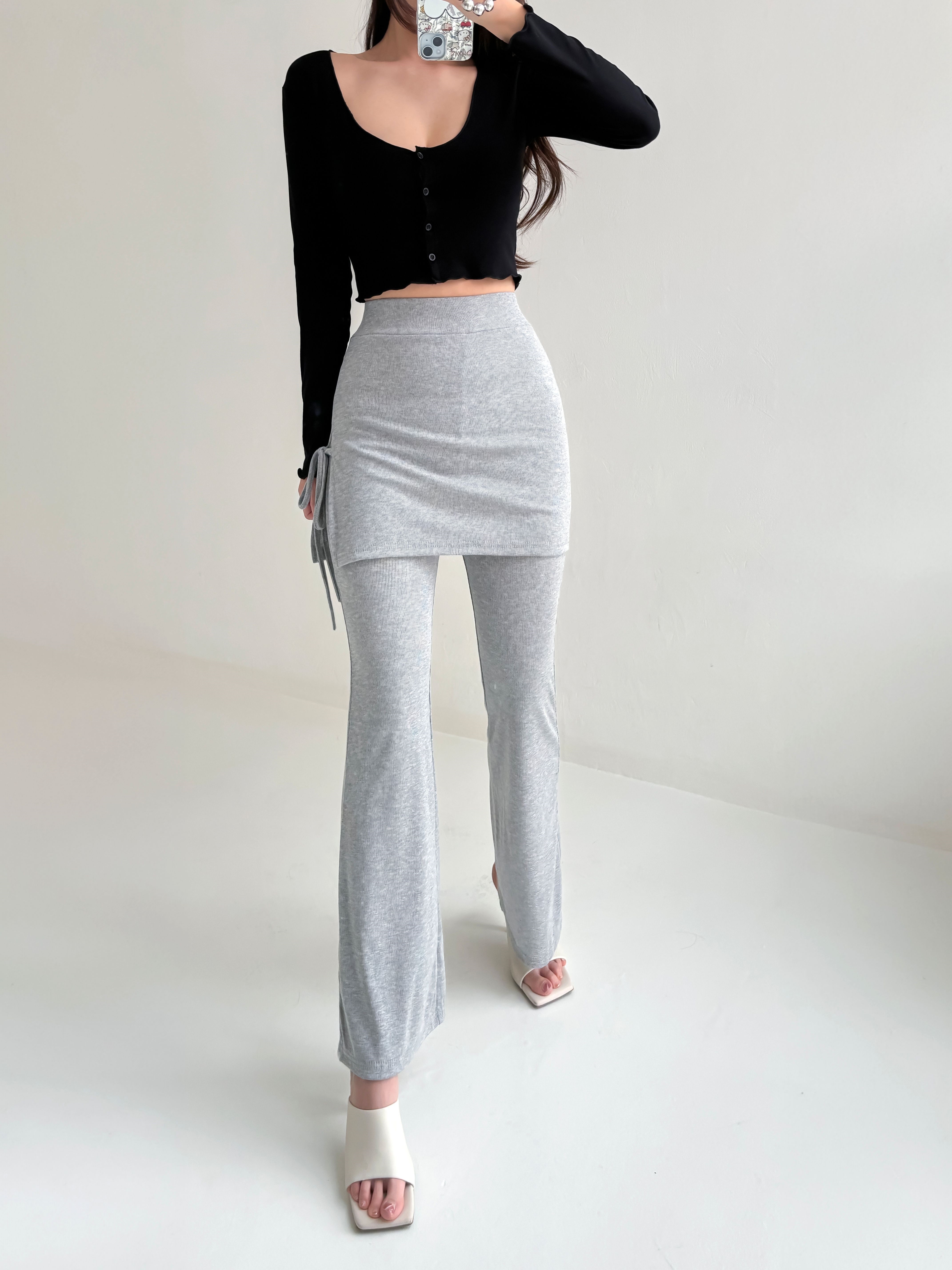 サイドリボンスカートフレアリブパンツ | 詳細画像15