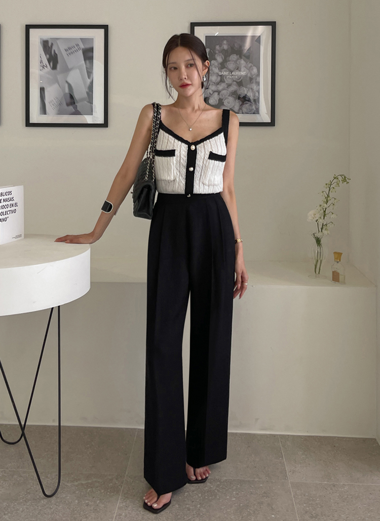 リネンブレンドスラックスパンツ ツータックリネンブレンドスラックスパンツ | レディース