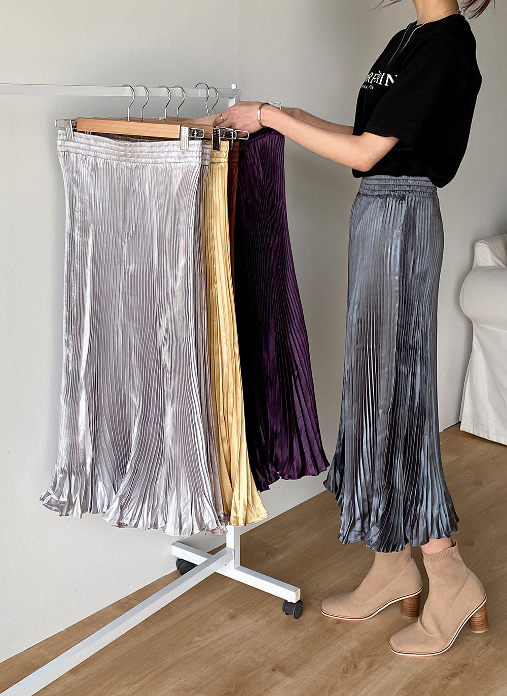 サテンプリーツイージースカート | 詳細画像2