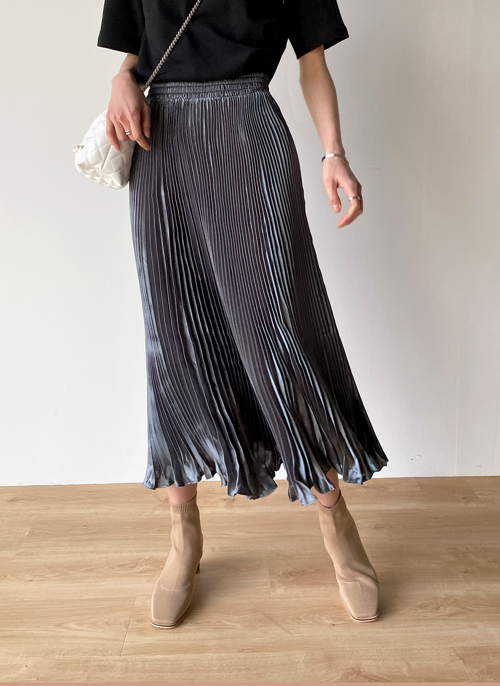 サテンプリーツイージースカート | 詳細画像3