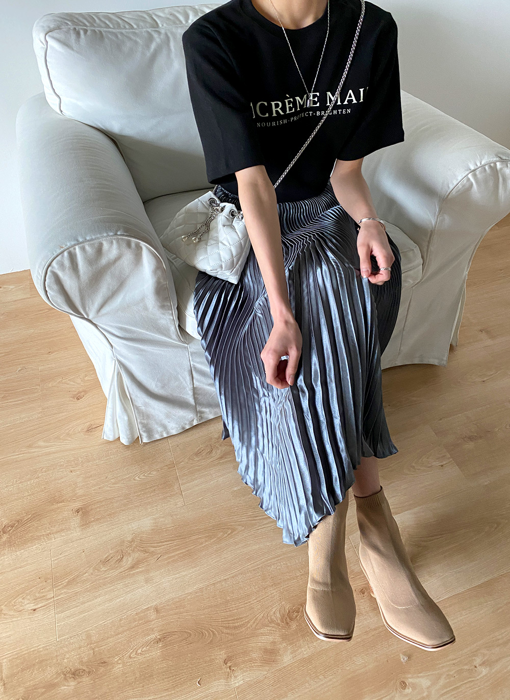 サテンプリーツイージースカート | 詳細画像5