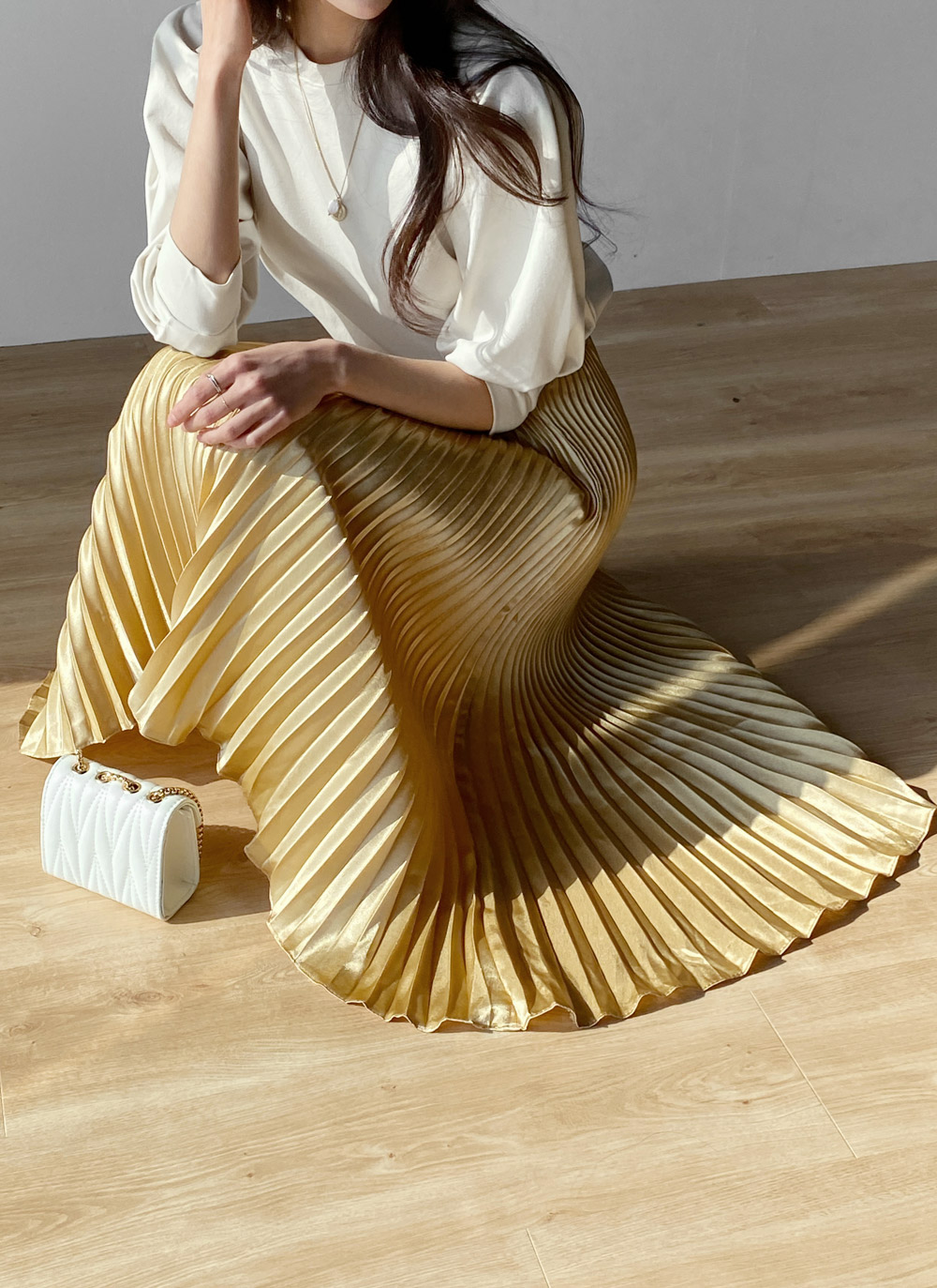 サテンプリーツイージースカート | 詳細画像9