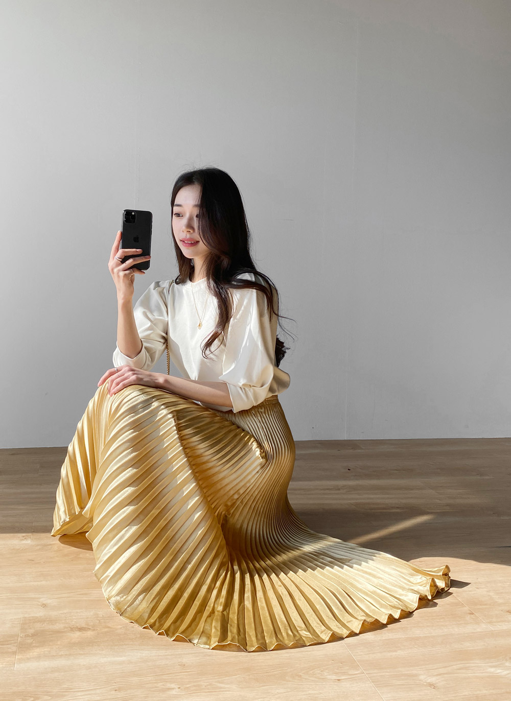 サテンプリーツイージースカート | 詳細画像13