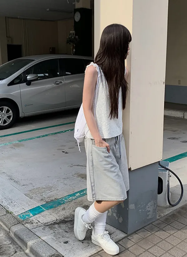 ストラップバミューダデニムパンツ | anyonemore | 詳細画像1