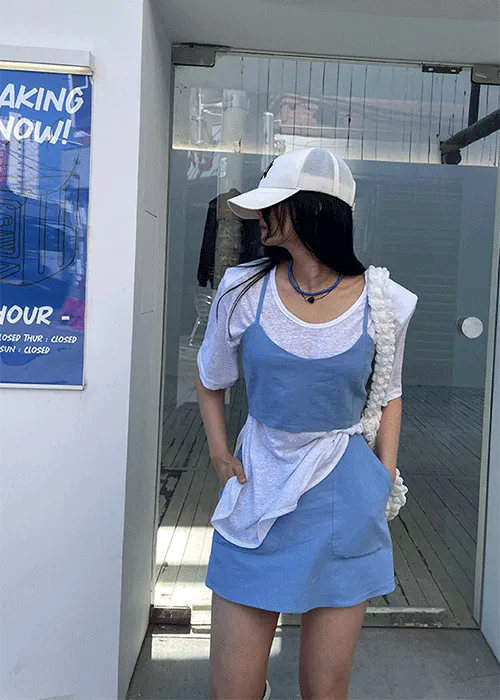 リネン混ウエストゴムラップ調ミニショートパンツスカートパンツ | SSENUNNI | 詳細画像1