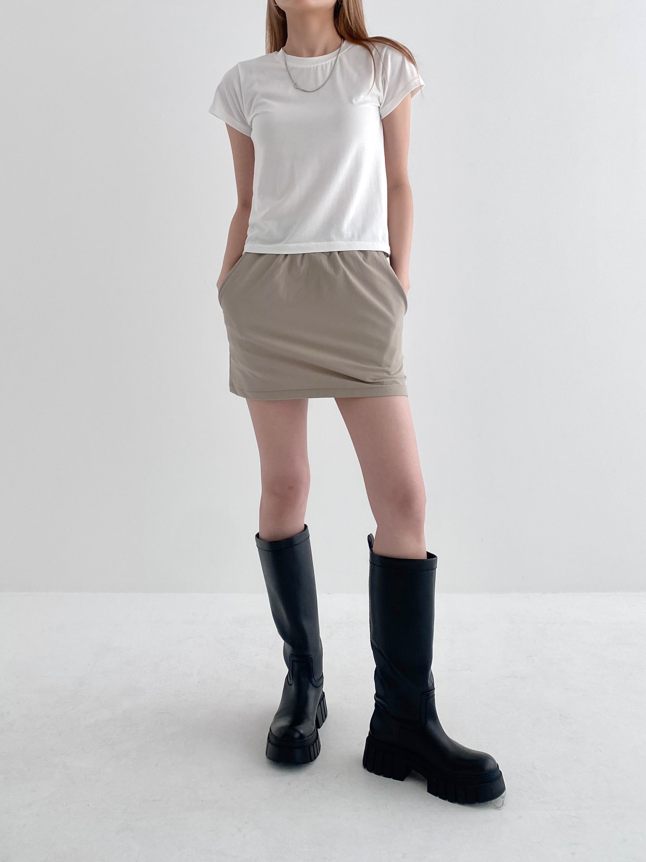 モダール混クロップドラウンドネック半袖Tシャツ | 詳細画像20