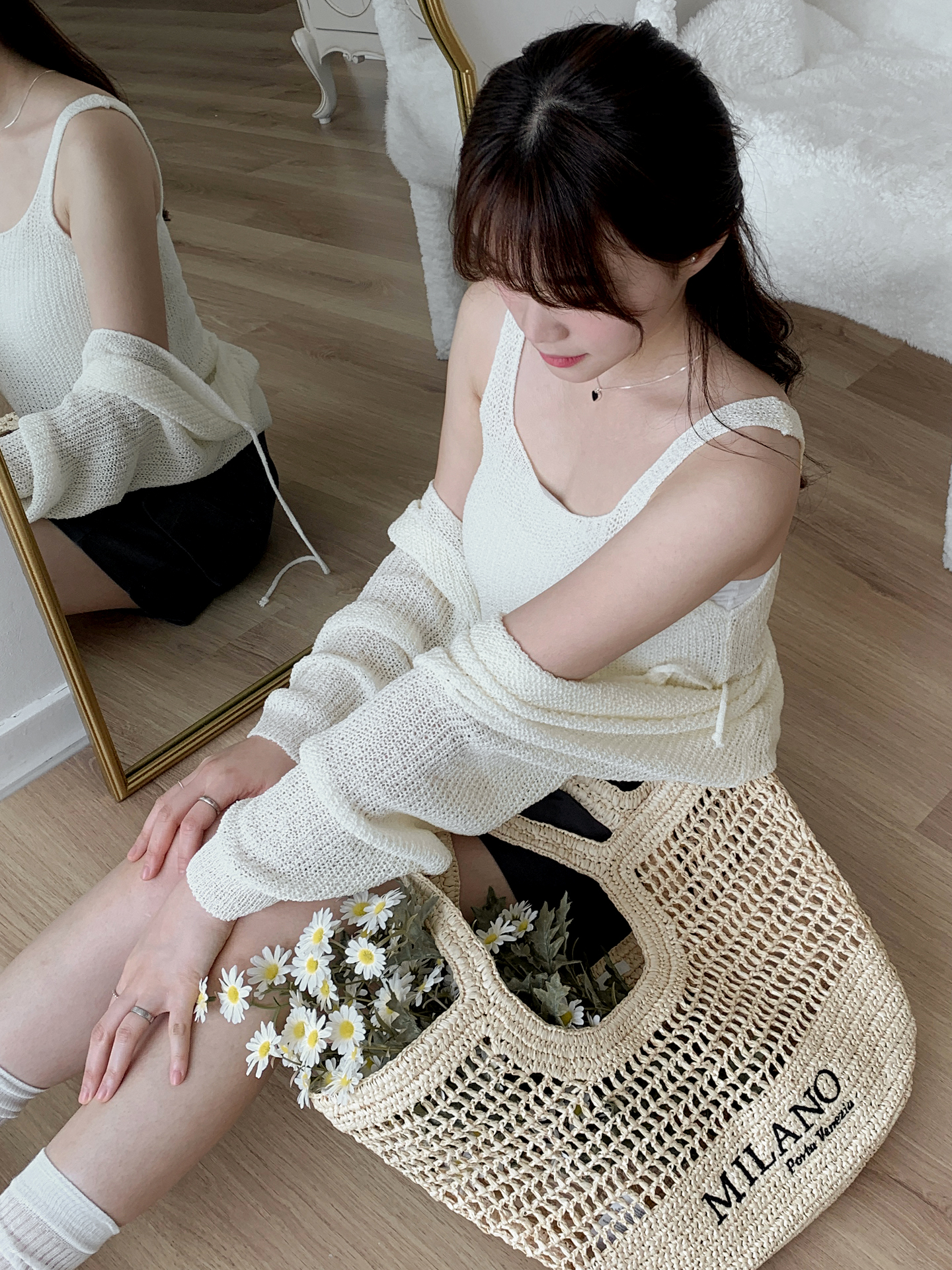 タンクトップ&リボンボレロニットカーディガンSET | レディース