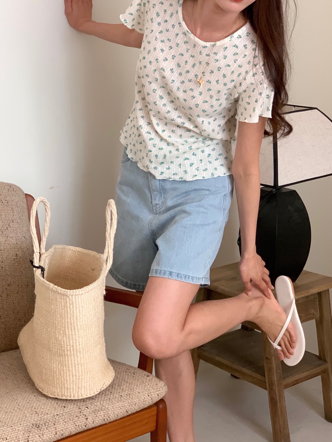 花柄パンチングメロウ半袖Tシャツ | 詳細画像8