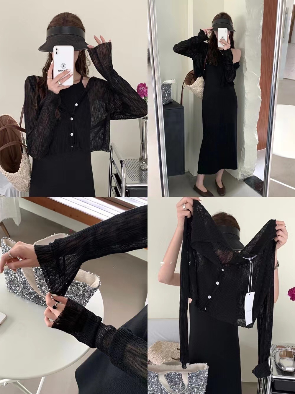 シースルーVネッククロップドカーディガン | 詳細画像3
