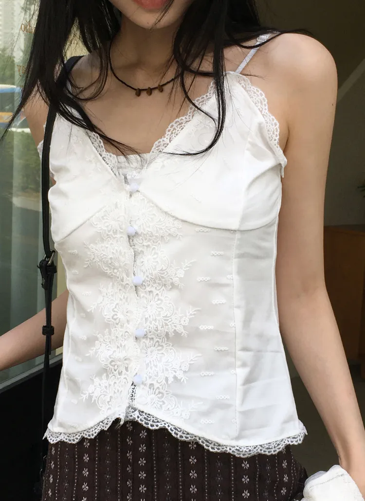 フラワーレースバストラインキャミブラウス | WONDERWONDER | 詳細画像1