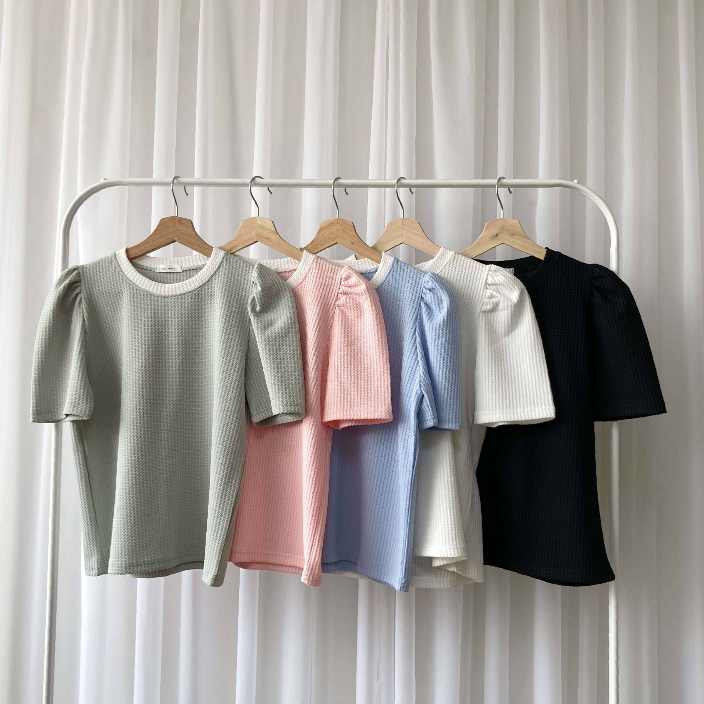 配色ワッフルパフ半袖Tシャツ | 詳細画像2