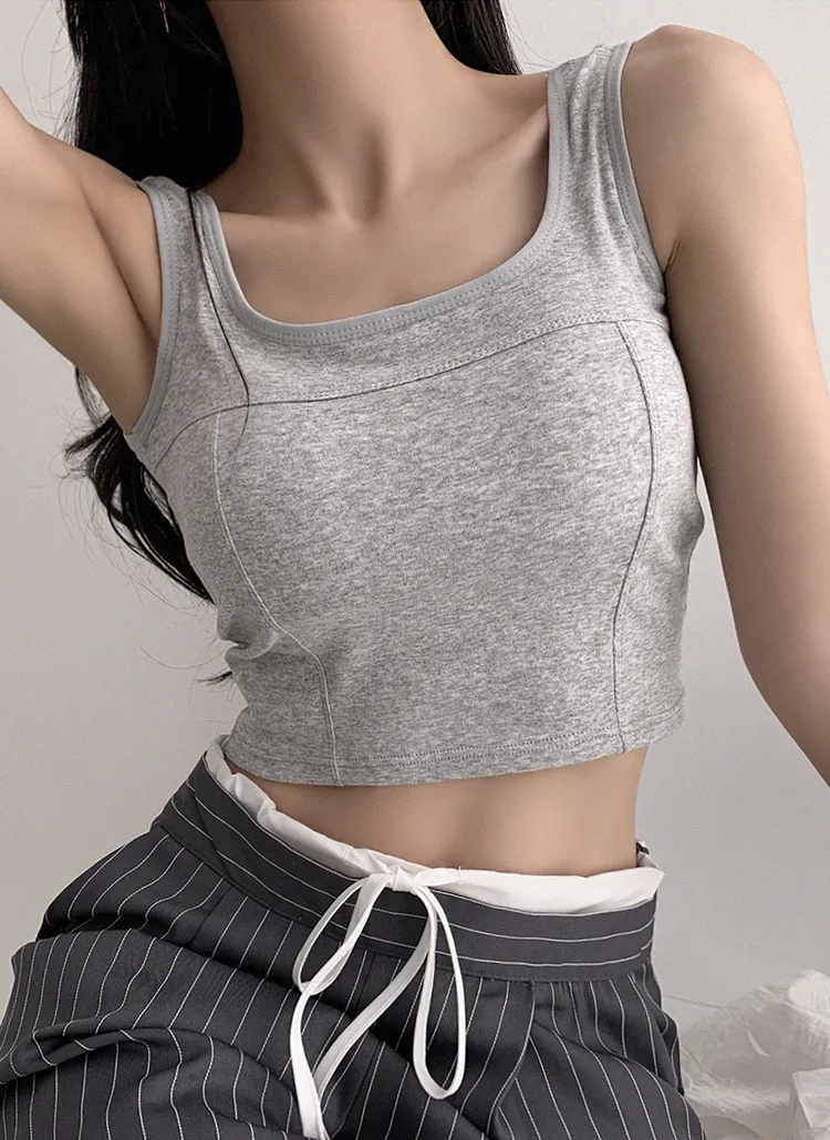 カップ付スクエアネッククロップドノースリーブ | JESSIYA | 詳細画像1