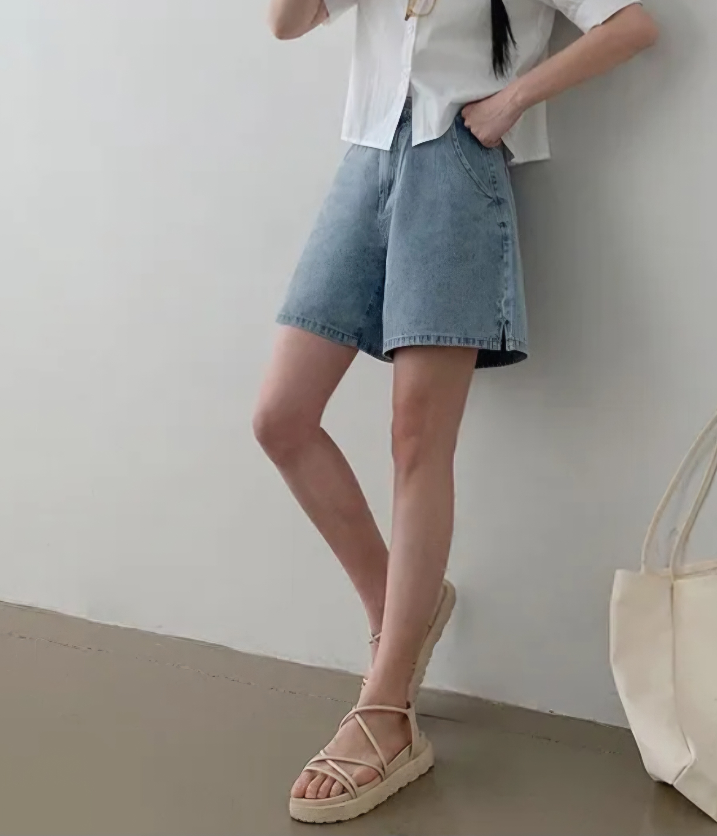 サイドスリットハイウエストショートデニムパンツ | 詳細画像5