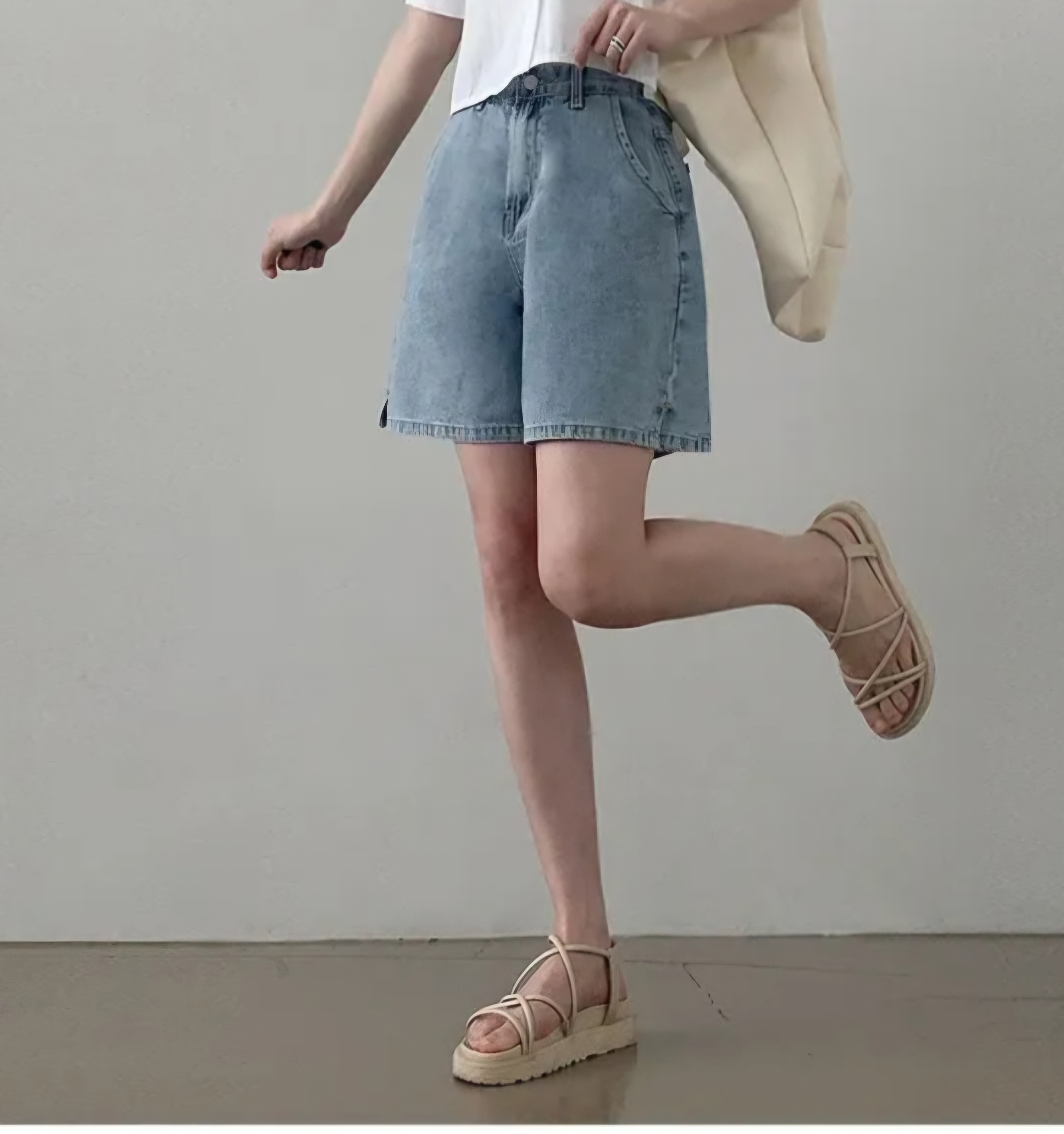 サイドスリットハイウエストショートデニムパンツ | 詳細画像8