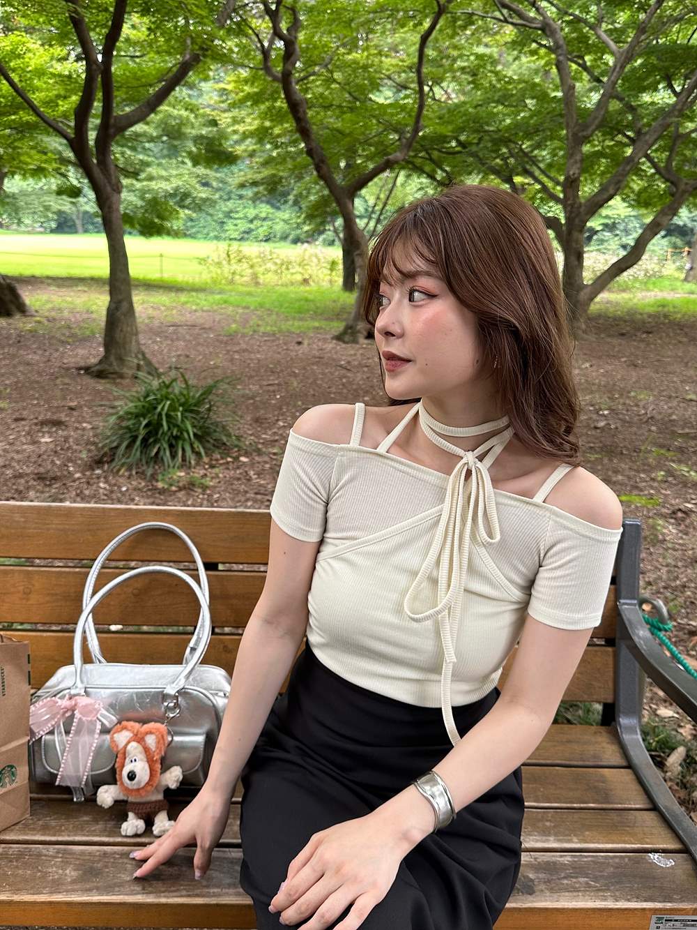シャーリングホルターオフショル半袖Tシャツ | 詳細画像7