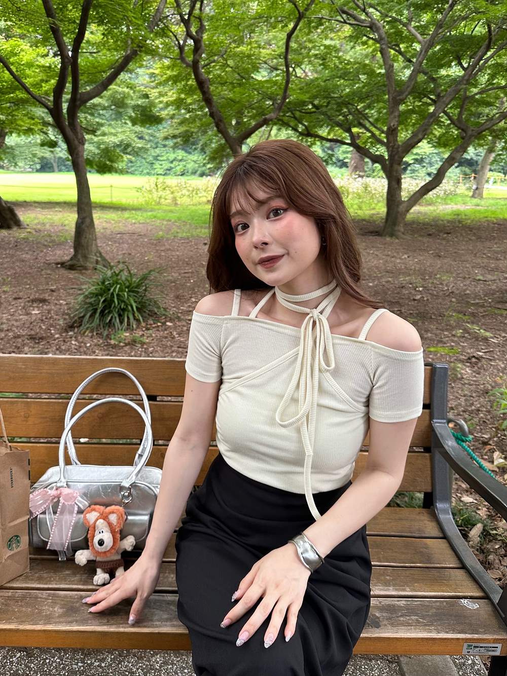 シャーリングホルターオフショル半袖Tシャツ | 詳細画像8