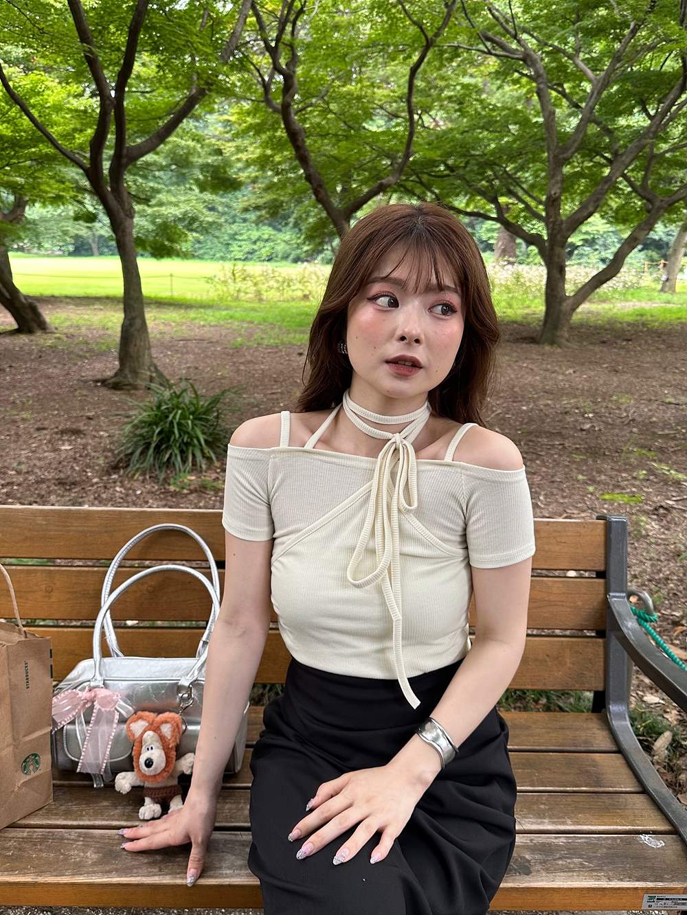 シャーリングホルターオフショル半袖Tシャツ | 詳細画像9