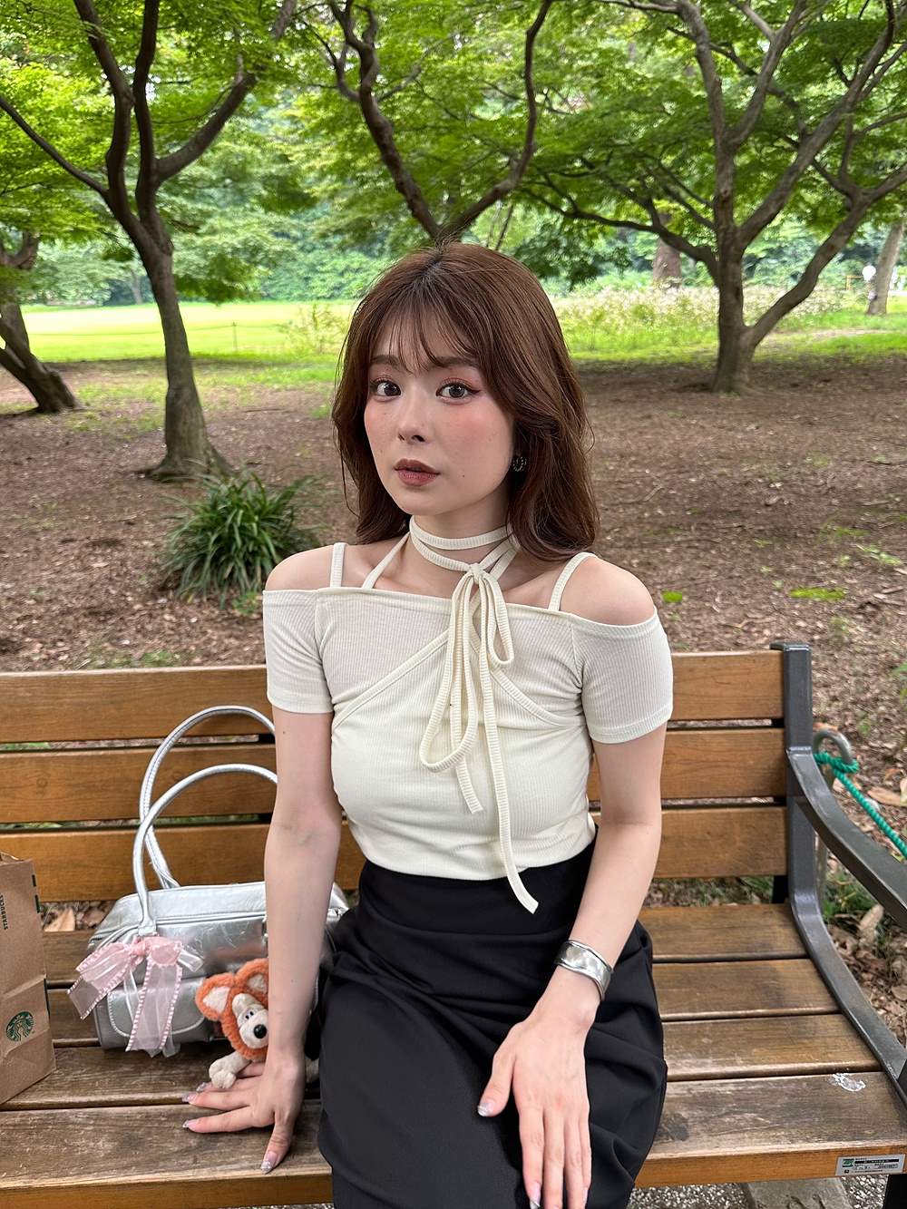 シャーリングホルターオフショル半袖Tシャツ | 詳細画像14