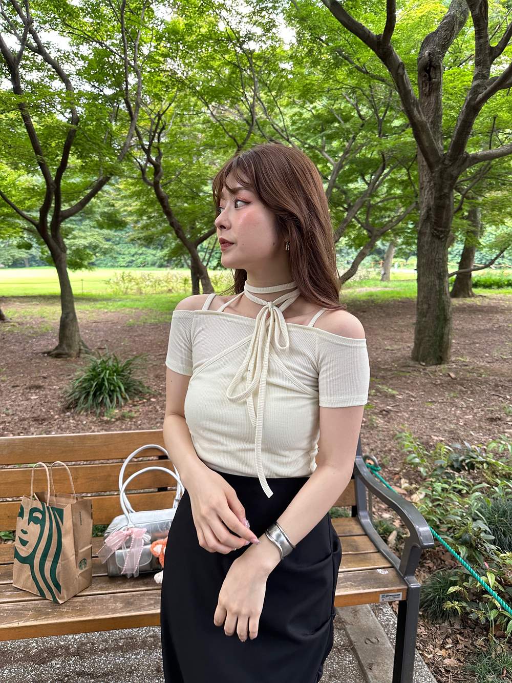 シャーリングホルターオフショル半袖Tシャツ | 詳細画像19