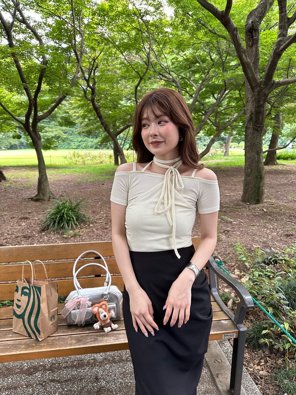 シャーリングホルターオフショル半袖Tシャツ | 詳細画像20