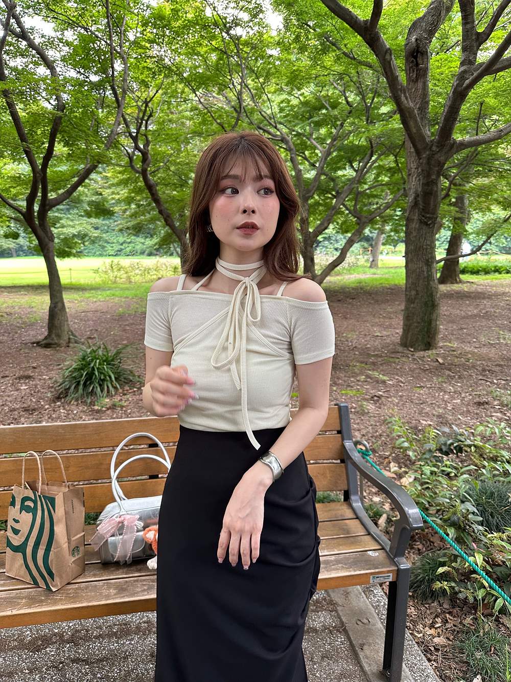 シャーリングホルターオフショル半袖Tシャツ | 詳細画像22