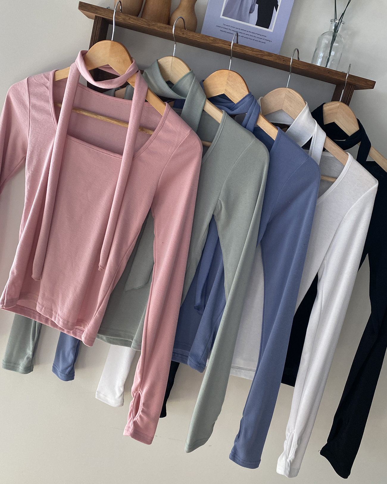 スカーフ付サムホールスクエアネックTシャツ | 詳細画像12