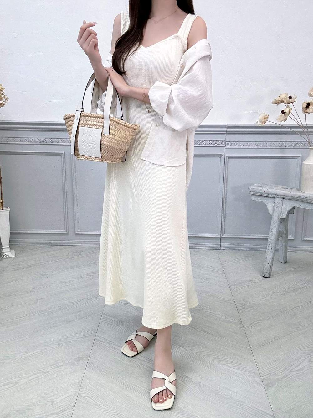 リネン混ゴールドプレートリンクルサマーシャツ | 詳細画像4