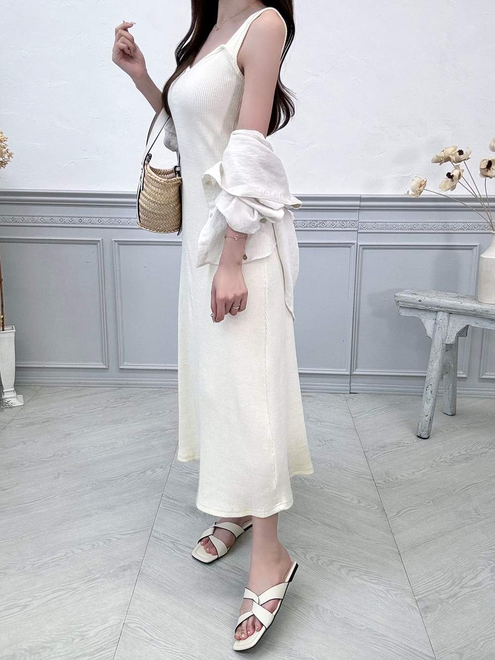 リネン混ゴールドプレートリンクルサマーシャツ | 詳細画像8