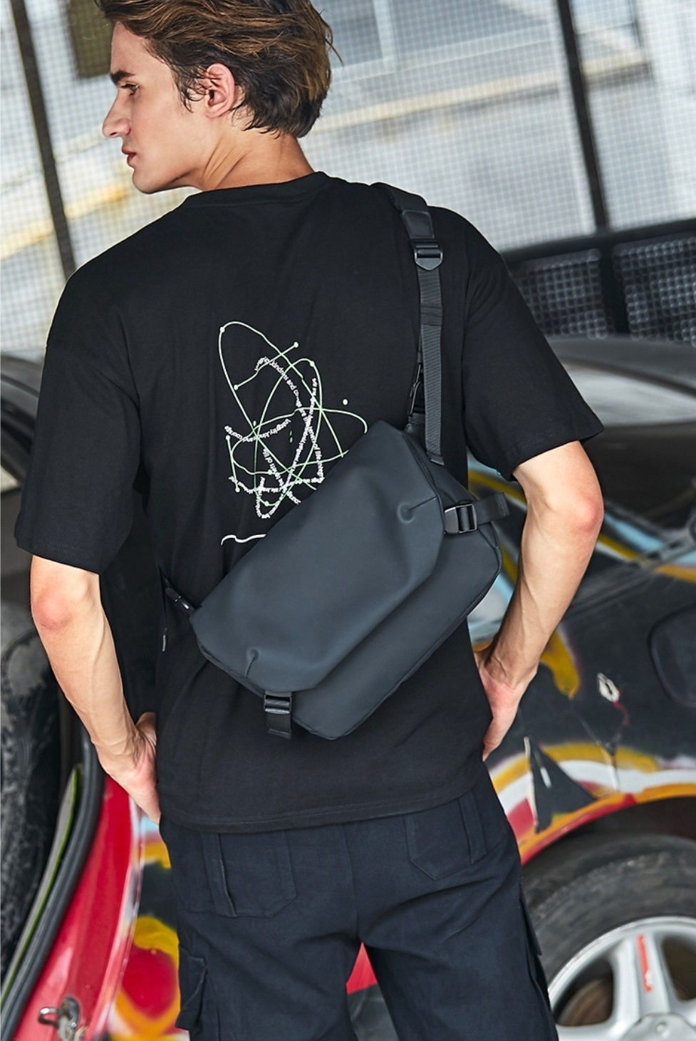 2WAYブラックメッセンジャーバッグ | 詳細画像6