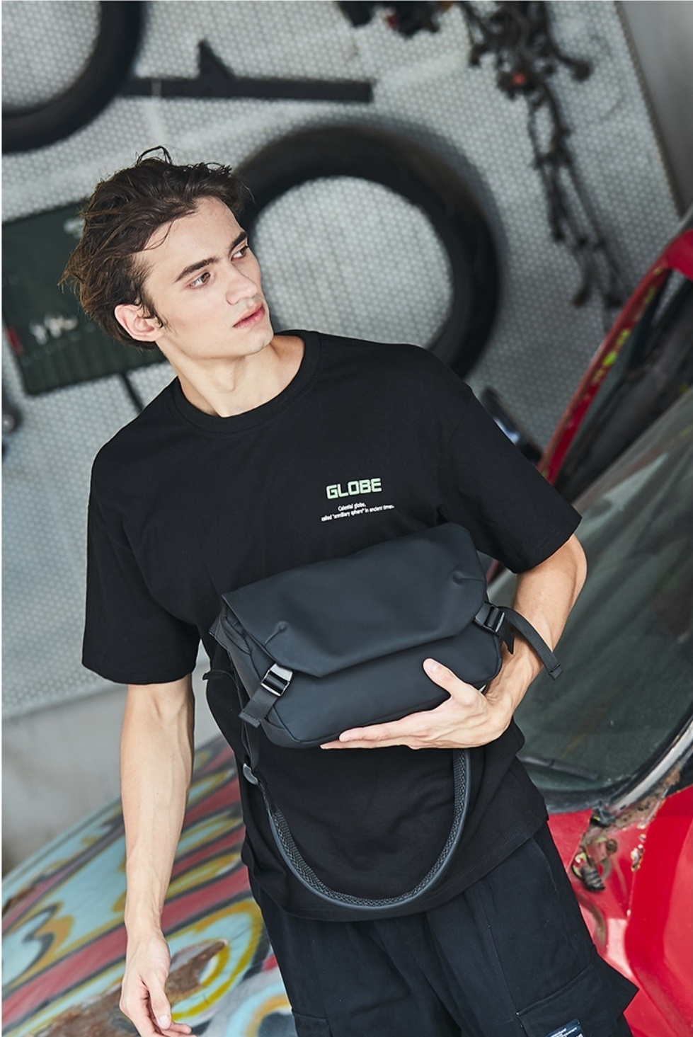 2WAYブラックメッセンジャーバッグ | 詳細画像7