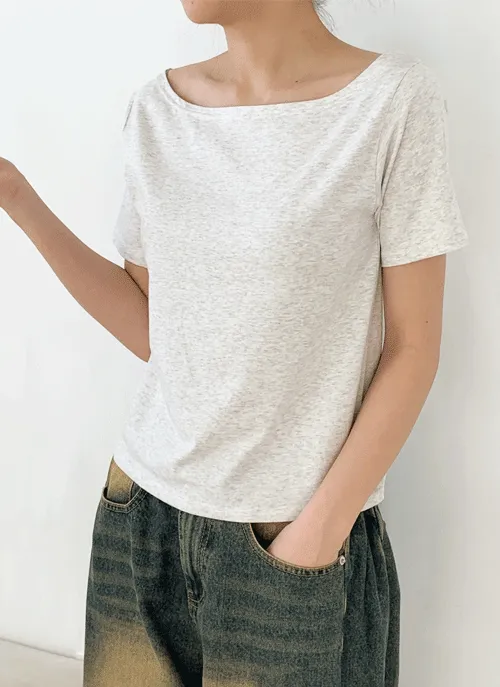 モダール混ボートネック半袖Tシャツ | 詳細画像1