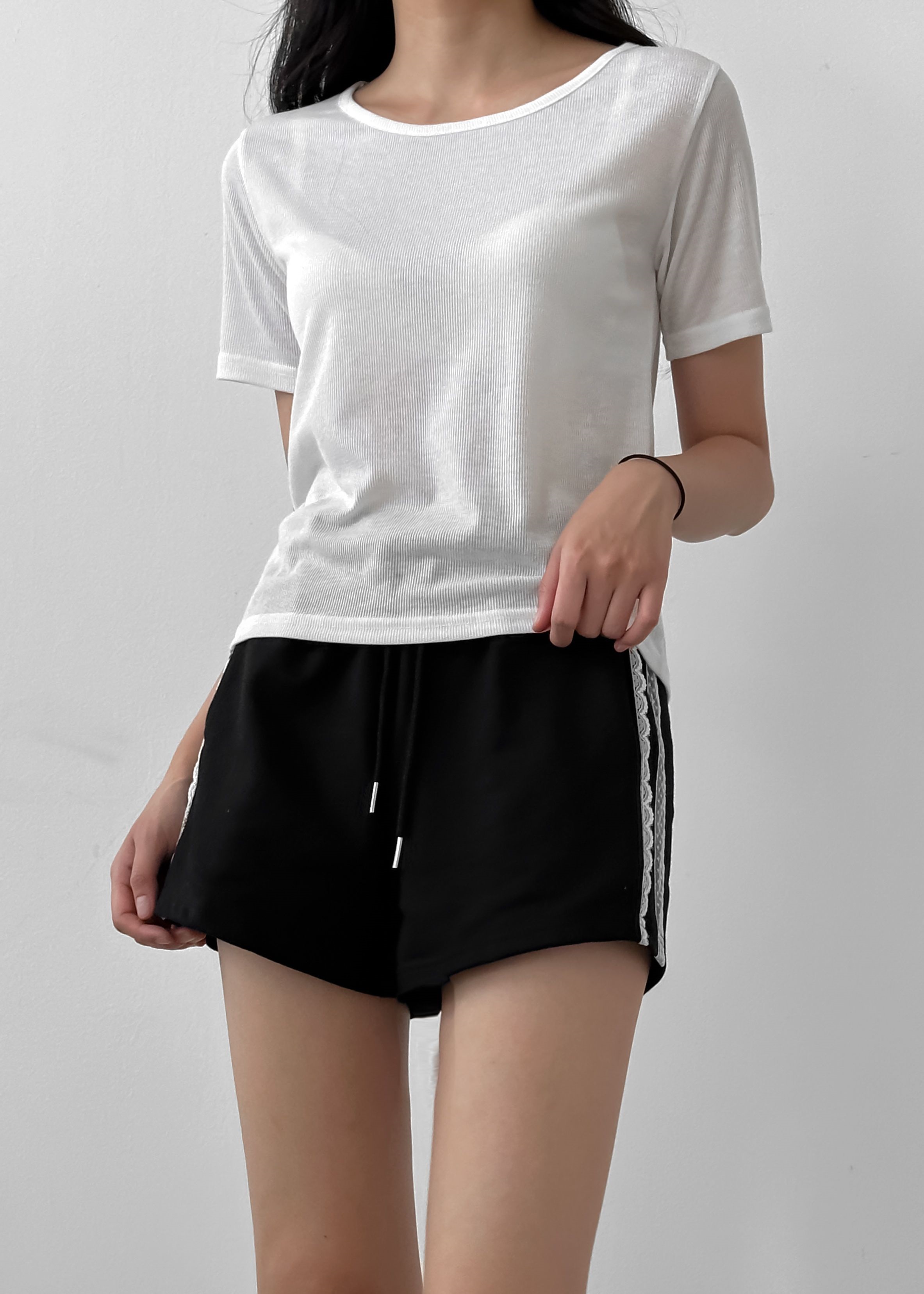 リブラウンドネック半袖Tシャツ | 詳細画像9