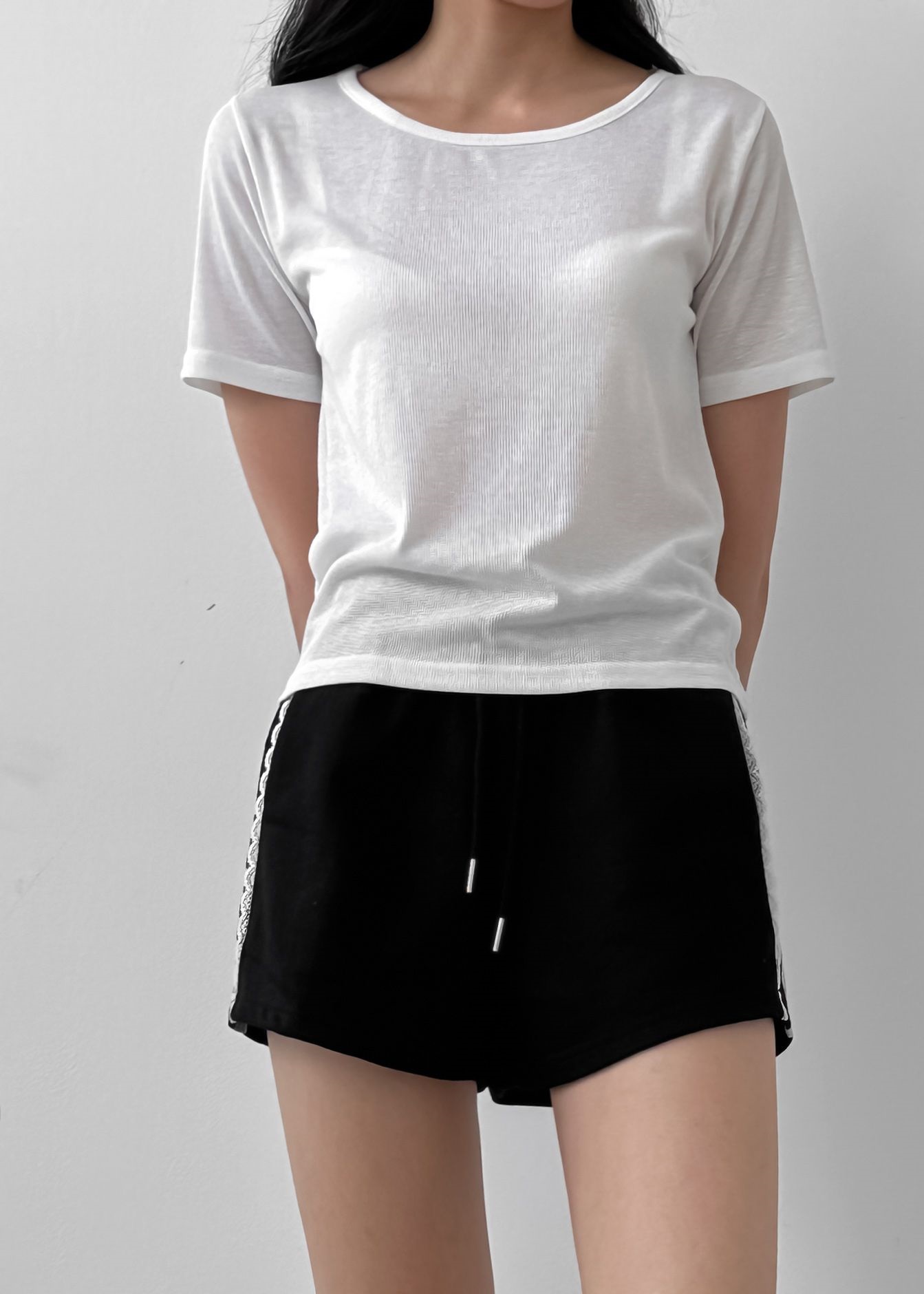 リブラウンドネック半袖Tシャツ | 詳細画像11