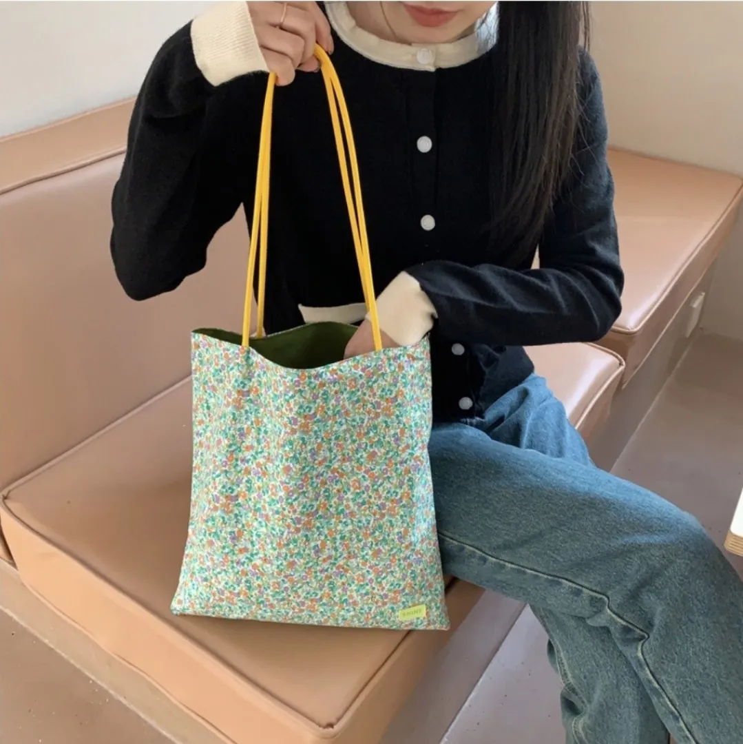 配色ハンドル花柄トートーバッグ | 詳細画像1