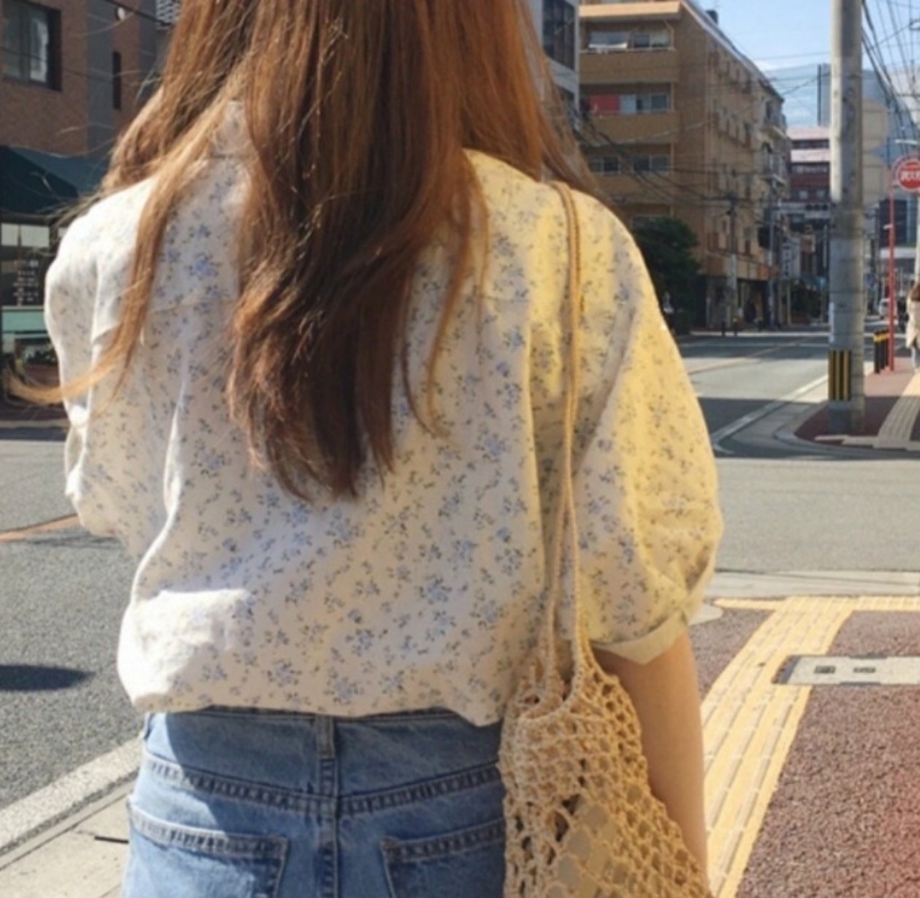 小花柄カラーネックパフ半袖ブラウス | 詳細画像5