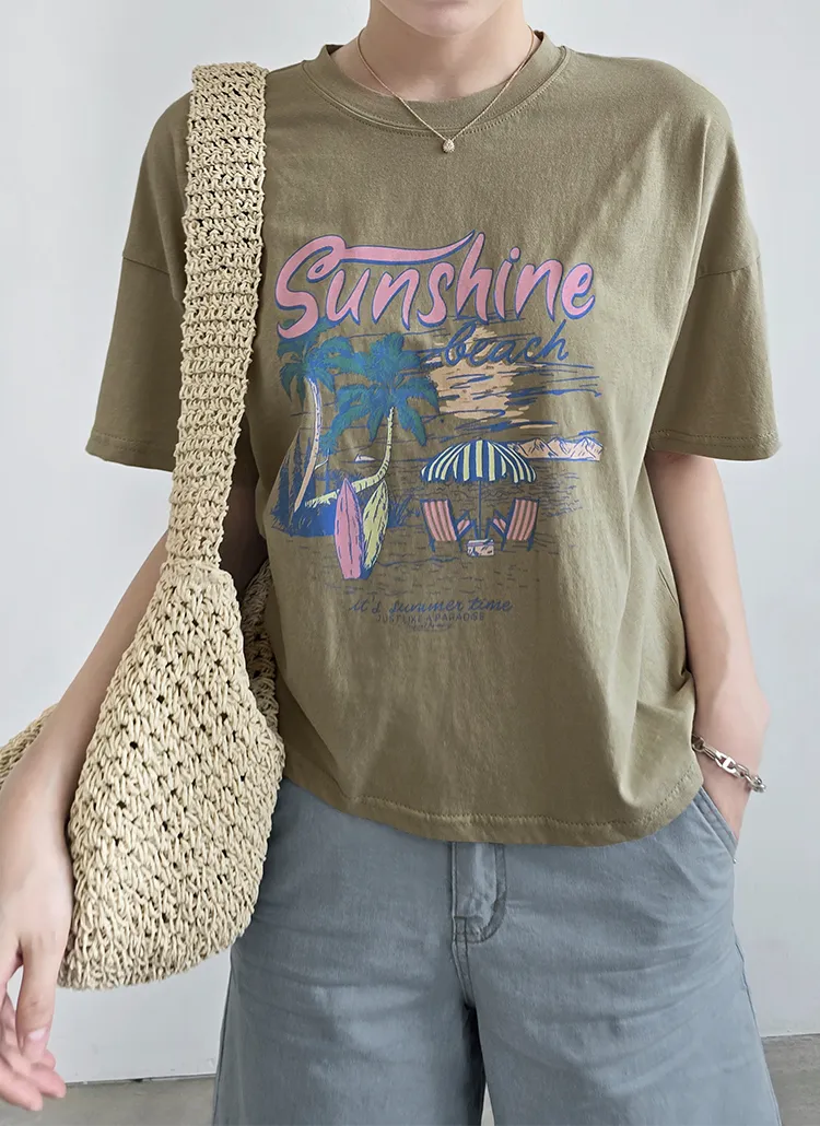sunshineプリント半袖Tシャツ | freepany | 詳細画像1