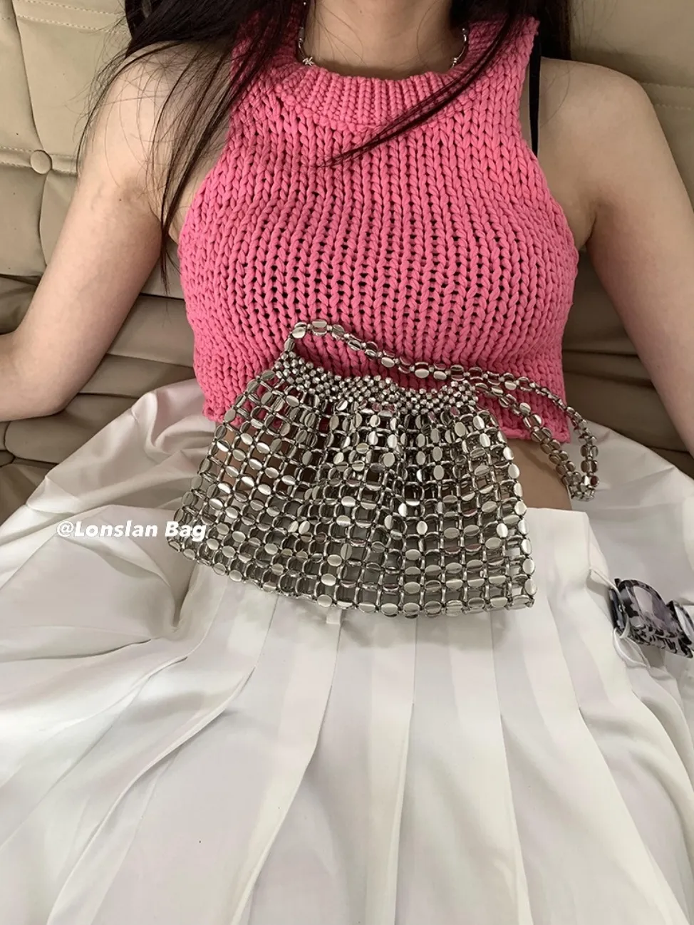 シルバーメタルトートバッグ | 詳細画像1