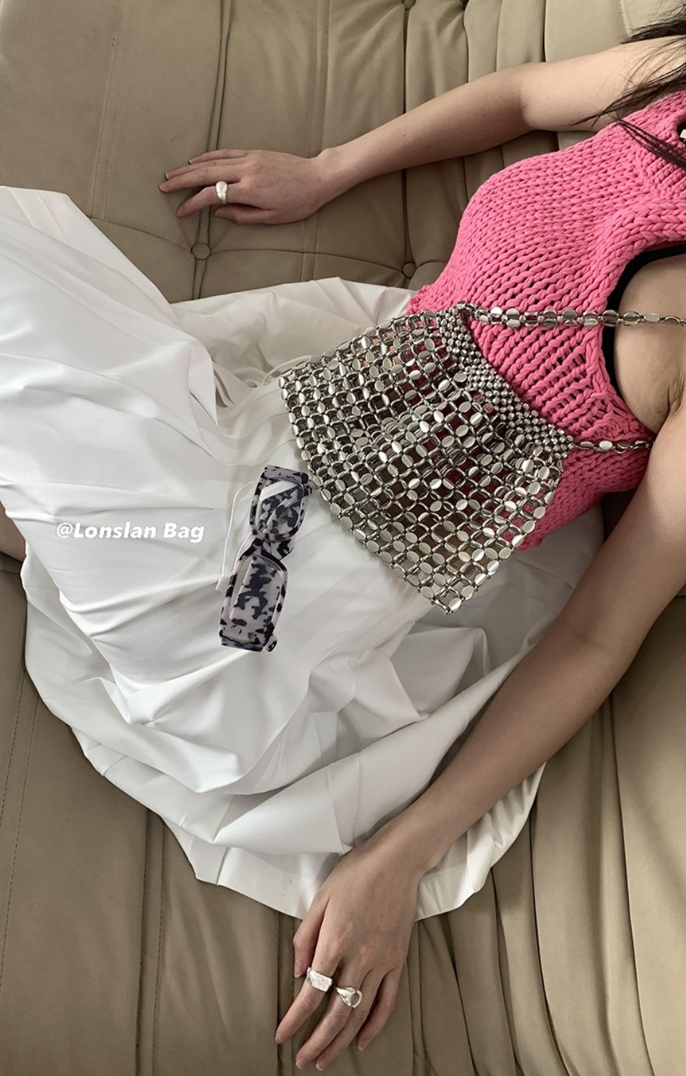 シルバーメタルトートバッグ | 詳細画像5