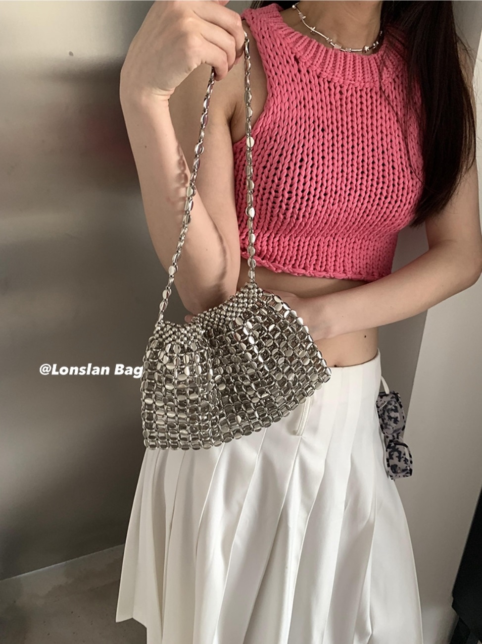 シルバーメタルトートバッグ | 詳細画像6