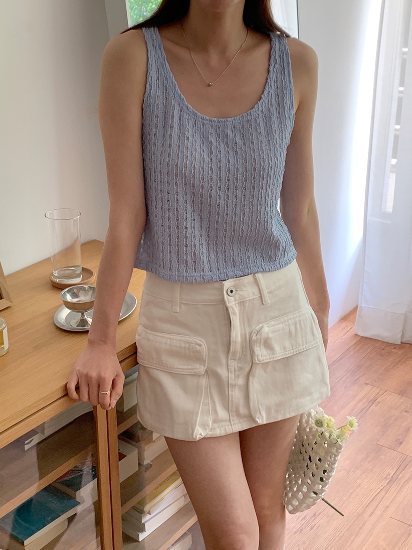 Uネックウェーブレースタンクトップブラウス | 詳細画像2