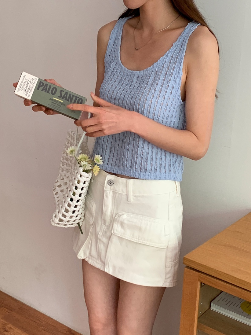 Uネックウェーブレースタンクトップブラウス | 詳細画像7