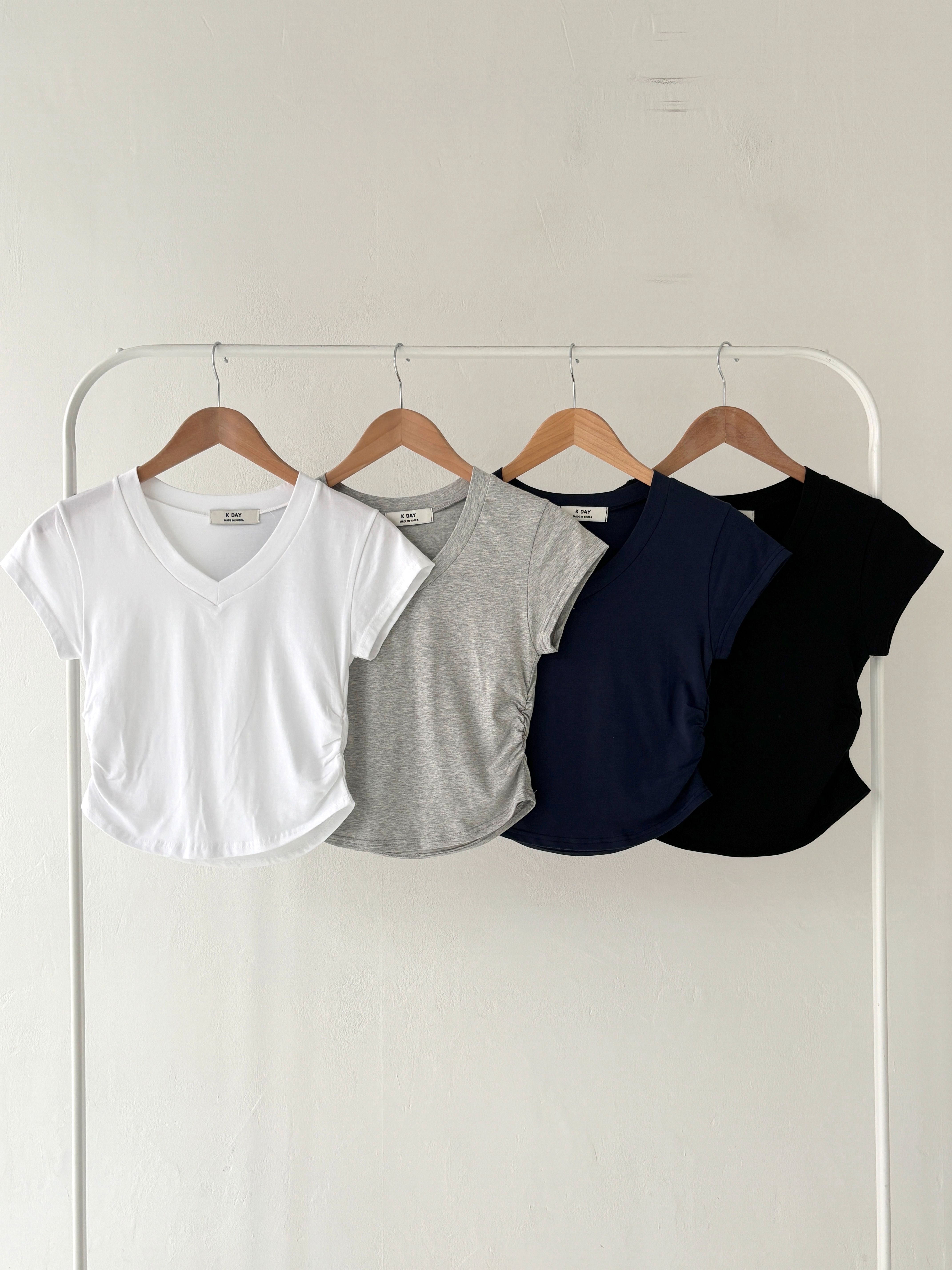 VネックショートスリーブスリムTシャツ | 詳細画像2