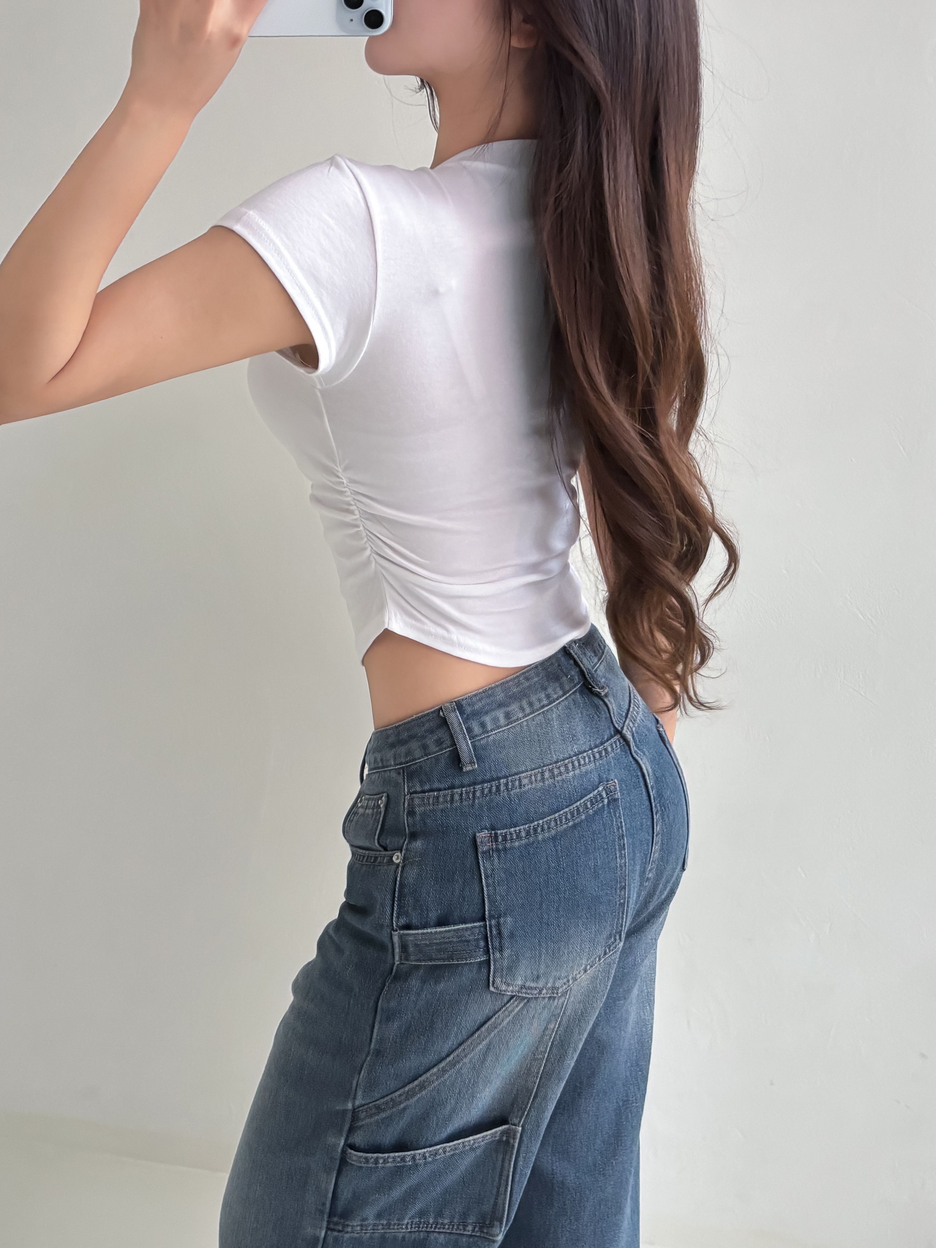 VネックショートスリーブスリムTシャツ | 詳細画像15