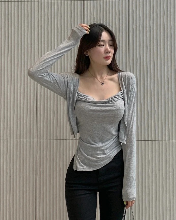 ドレープスリットキャミソール&オープンカーディガンSET | 詳細画像3