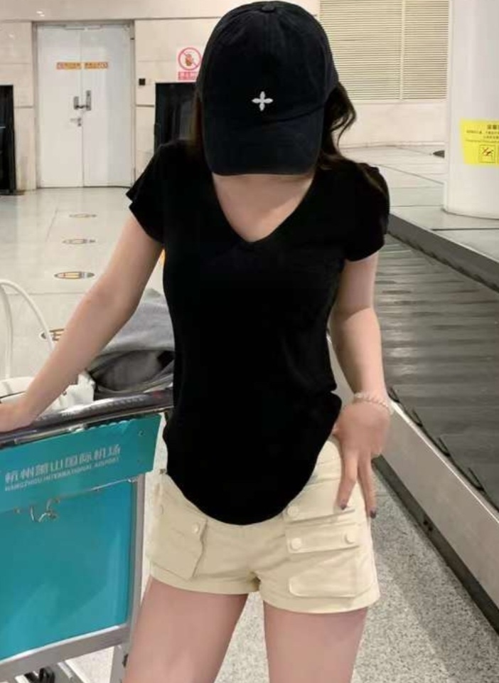 Vネックラウンドヘムポケット半袖Tシャツ | 詳細画像3