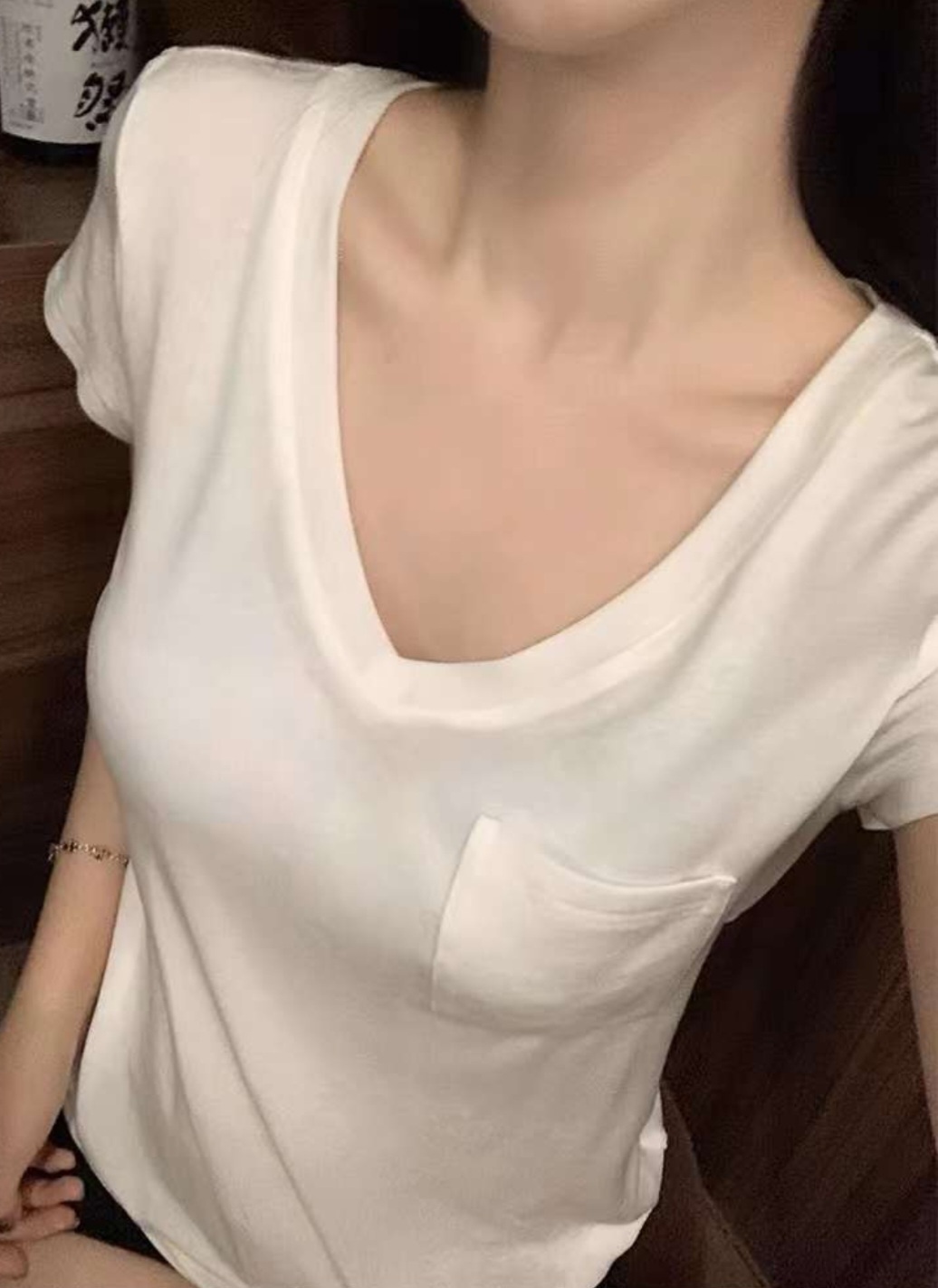 Vネックラウンドヘムポケット半袖Tシャツ | 詳細画像5