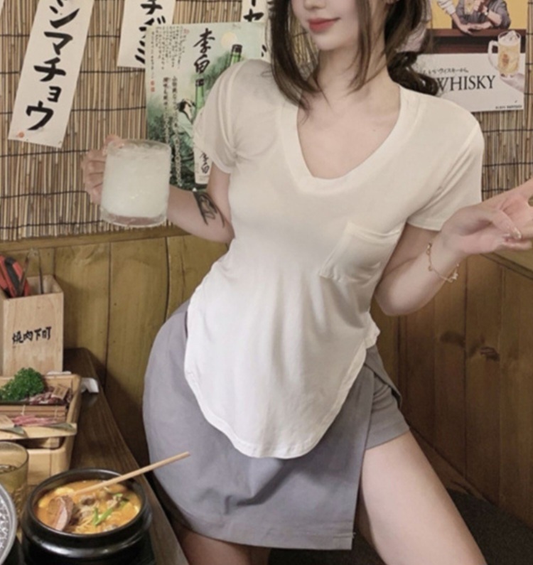Vネックラウンドヘムポケット半袖Tシャツ | 詳細画像14
