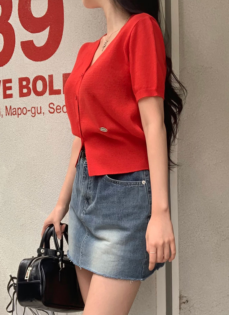 【新品未使用】コットン30G 半袖 ニットカーディガン beidelli made]リネン混Vネック半袖ニットカーディガン | レディース